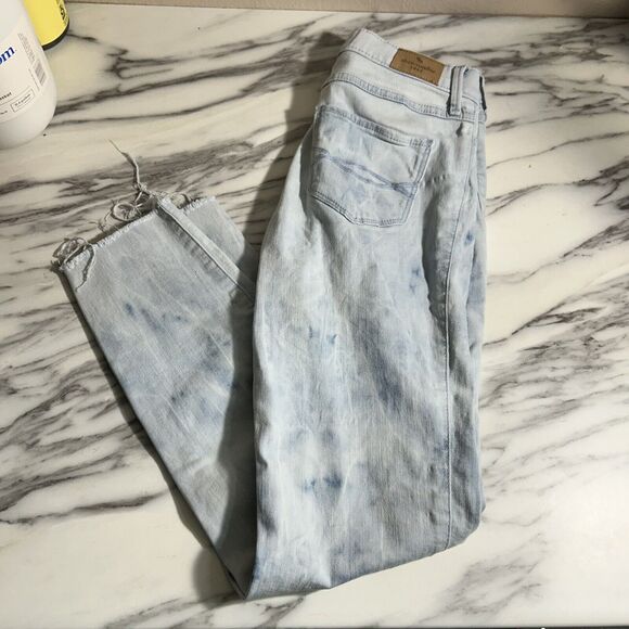 Abercrombie Kids Slim high rise ankle Acid Wash jean jegging SZ 15/16 Raw Hems - Picture 5 of 5